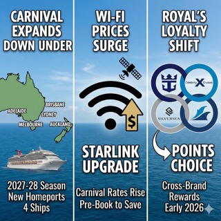 Carnival Expands Down Under, Wi-Fi Prices Rise, and Royal Caribbean’s New Loyalty Play